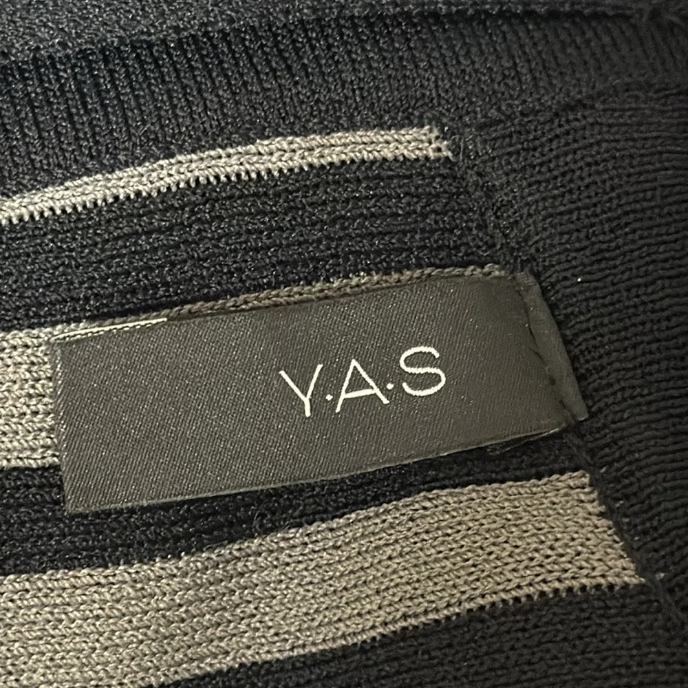 Y.A.S. Long Sleeve, Ribbed Knit Dress with Black and Grey Eegant Striped Dress - Picture 15 of 16